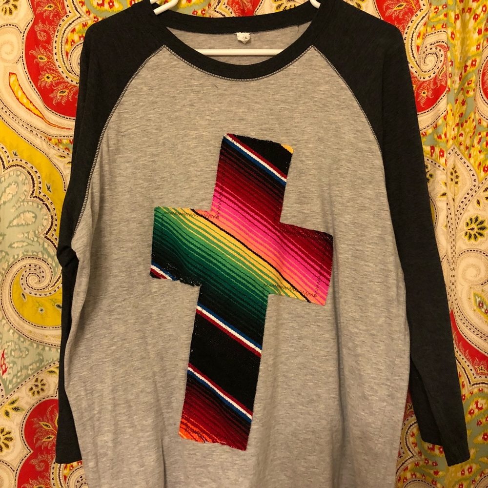 Serape cross baseball tee!